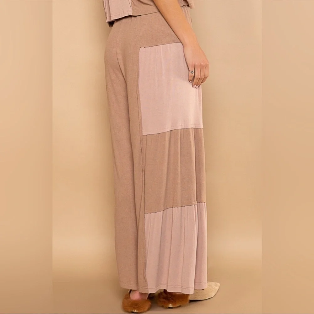 POL Mocha Latte Ribbed Knit Wide Leg Pants - Picture 2 of 5